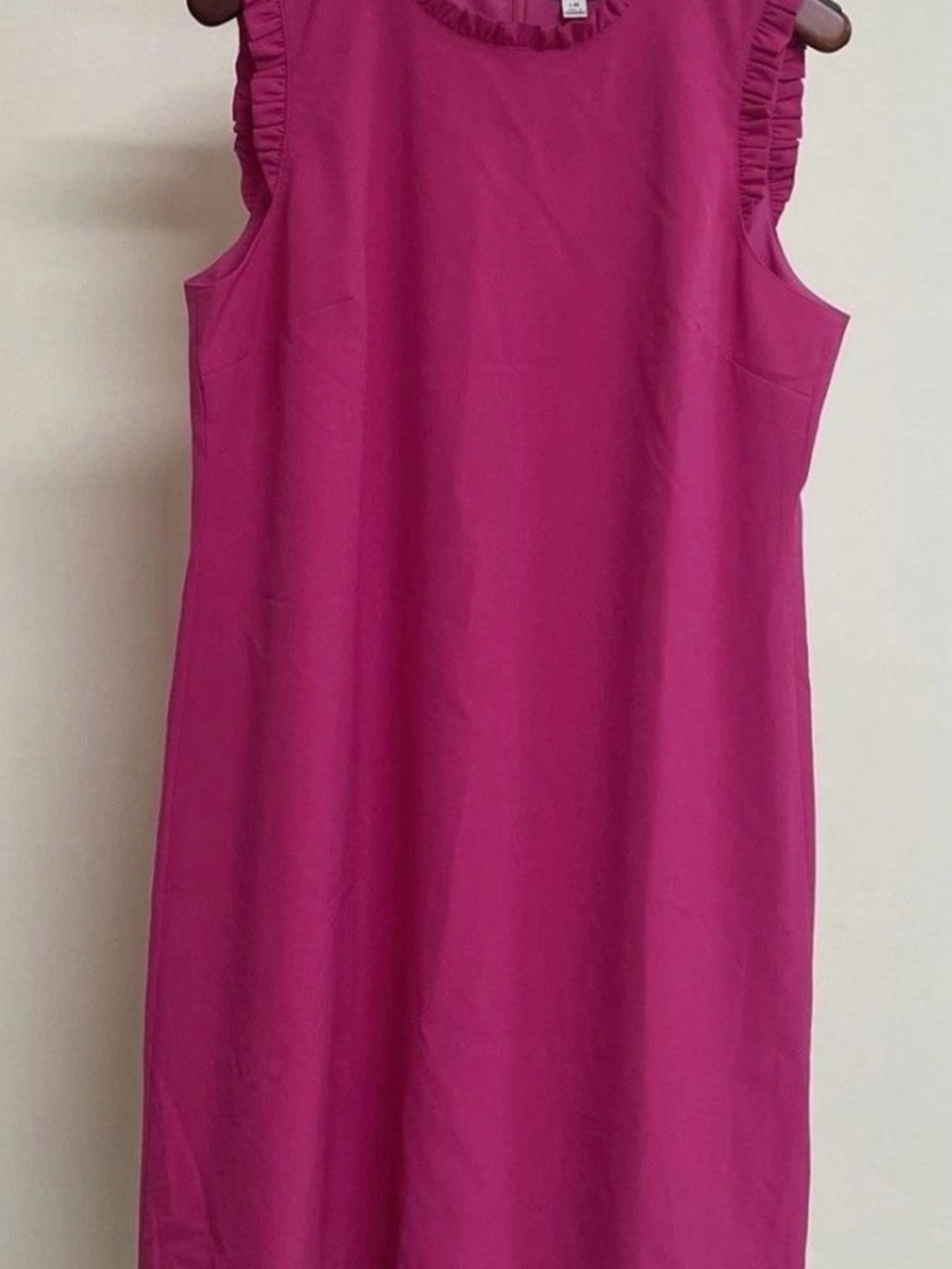 J. Crew Sleeveless Ruffle-Trim Shift Dress in Fuchsia